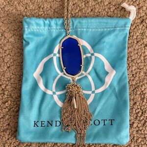 Kendra Scott Cobalt Blue Pendant Necklace with Gold Chains
